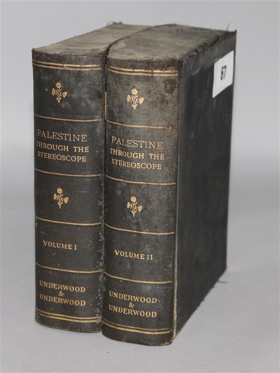 A set of Underwood & Underwood Palestine through the Stereoscope stereoscopic slides, bound as two volumes